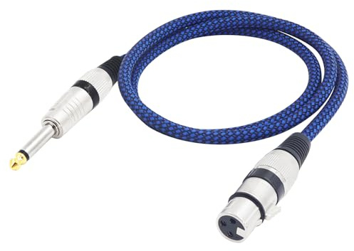 LANMINGLEL XLR femelle vers 1/4 TS câble 6,35mm TS vers XLR femelle câble déséquilibré câble de microphone tressé en nylon compatible avec le microphone, les studios d'enregistrement et plus