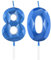 Königsblaue Kerzen zum 80th Geburtstag, 3D blaue Zahl 80 Kerze für Kuchen, Frauen Männer 80th Geburtstag Dekorationen, blaue Kuchendekorationen, blaue Kerze Kuchen für Geburtstagsfeier Hochzeitstag