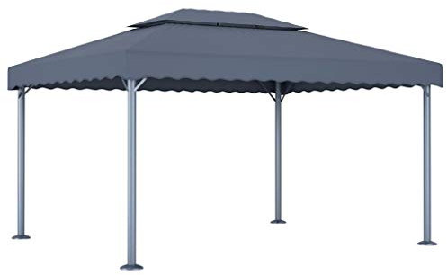Gecheer Cenador de 400 x 300 cm, antracita, aluminio, cenador de exterior, toldo, pérgola con tela, pabellón de jardín, carpa para fiestas, cenador para barbacoa, A48063