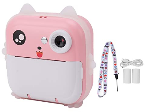 Kinderkamera mit Sofortdruck, 24 MP, 2,4-Zoll-Druckkamera, Kinder-Digitaldruckkamera, 5 V, 1080p, 720p, Kinder-Display-Kamera (Rosa)
