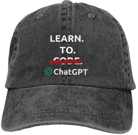 ZTQTQZZ Baumwolle Vintage Washed Denim Baseballkappe Gewaschene Herren Baseballkappe „Learn to Code“ Trucker Snapback Caps Dad Mütze ChatGPT Golfhüte