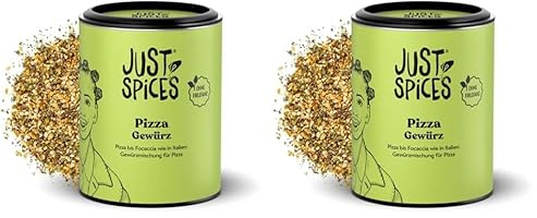 Just Spices Pizza Gewürz I Streue italienischen Geschmack auf Pizzen bis Focaccia I Gewürzdose, 43 g (Packung mit 2)