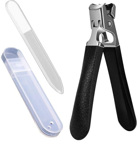 Nail Clippers for Thick Nails & Glass Nail File with Case Nail Trimmer for Seniors Heavy Duty Toe Nail Clippers for Men and Women Thick Toenails