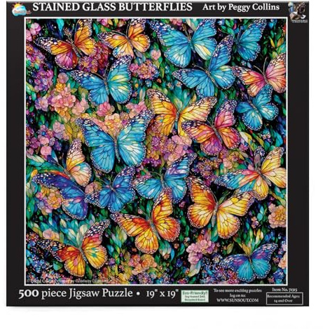 SunsOut Puzzle - XXL Stained Glass Butterflies - 500 Teile Puzzle Spaß