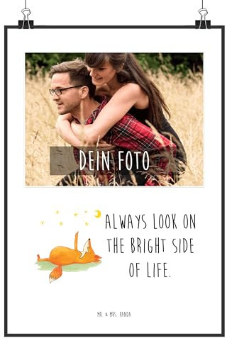 Mr. & Mrs. Panda Personalisiertes Foto Poster Fuchs Sterne DIN A3 - Geschenk, Mond, Positiv, Tröstende Worte, Optimistisch, Romantik