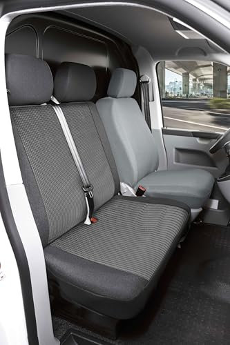 Walser Transporter Sitzbezüge Auto für Citroen Jumper II/Peugeot Boxer/FIAT Ducato, Doppelbank vorne Sitzbank teilbar (Aussparung Tisch), Sitzbezüge aus Premium Jacquard, Sitzauflagen Van
