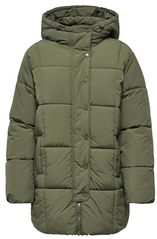 JDY Damen Steppjacke JDYWonder Long Puffer gesteppter Parka mit Kapuze
