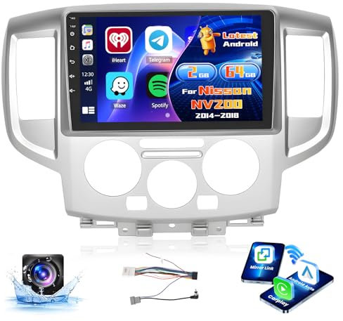 Inefala Radio para Nissan NV200 2014-2018 Android 15 2+64G con Wireless Carplay y Android Auto, 9'' Radio Pantalla Táctil Estéreo con Bluetooth 26UI EQ GPS FM/RDS SWC AHD Cámara Inversa