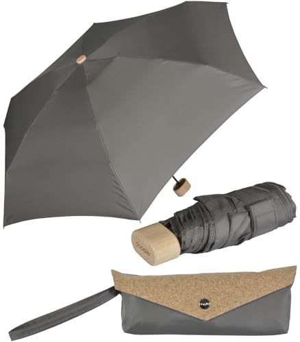 Doppler Nature Mini Cork kleiner Regenschirm inkl. Tasche - einfache Handhabung