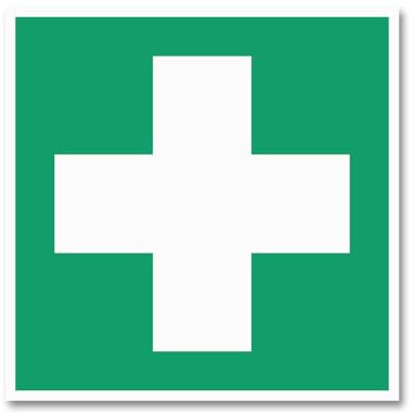 Hinweisschild Erste Hilfe – genormt nach ISO 7010, ASR A1.3, DIN 4844 – Alu-Dibond, Aufkleber, Reflektorfolie oder Magnetschild – verschiedene Größen (Alu-Dibond, 10 x 10 cm)