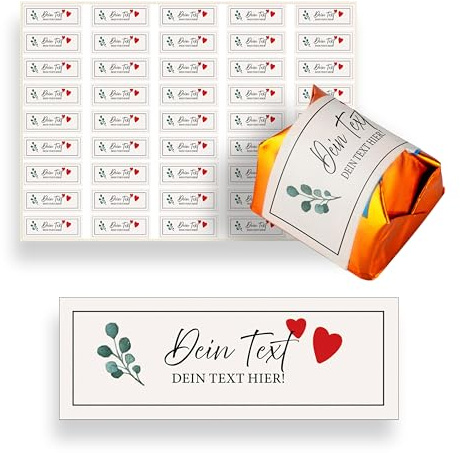 Pralinenaufkleber selbst gestalten – 45 Küsschen Pralinen Aufkleber personalisiert mit Text – Gastgeschenke an Hochzeit, Geburtstag – (Motiv 2)