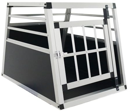 LLGWGL Aluminium Hundebox Auto Faltbar - Leicht Hundebox für Zuhause Auto Kofferraum Rückbank Transportbox Hund für Mittlere Hunde,54x69x50cm(LxBxH),Schwarz/Silber