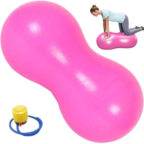 Rwigeboo Erdnussball, Anti-Burst-PVC-Erdnuss-Gymnastikball, 35, 4 x 17, 7 Balance mit Einer Luftpumpe, tragbar für Kinder, Schwangerschaft, Yoga, Zuhause und Fitnessstudio, Stil 2