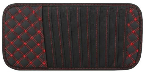 Car CD Holder Bag, Multifunctional Sun Visor Organizer, Universal Car Disc Storage Case Travel Auto DVD Leather Clips Interior Accessories(red)