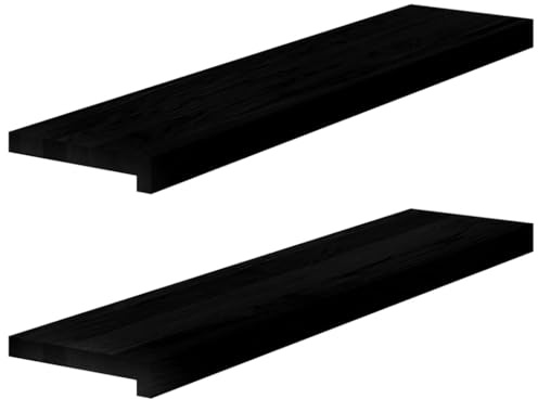 Nqyjm Alféizar de ventana 2 unidades marrón oscuro 90 x 20 x 2 cm madera maciza de roble para interiores, dormitorio, salón