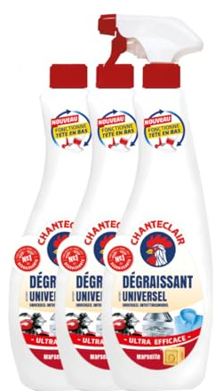 Chanteclair - Dégraissant Universel Marseille Spray + 2 Recharges 600 ml | idéal pour toutes surfaces, efficace partout, diffuseur tête en bas, savon de Marseille