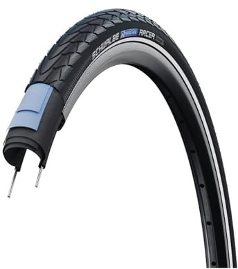 Schwalbe Marathon Racer - Performance Line Drahtreifen Fahrradreifen, Black/Reflex, 18 x 1.50