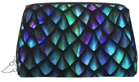 3D Magical Dragon Scales Pattern Printed Beauty Pouch, Large Makeup Holder with Built-in Sponge Protection for Home and Trip, silber, One Size