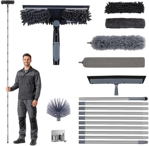 Fensterputzer Set Teleskop 4.5m – 6-in-1 Set für Hohe Fenster, Decken, Glas