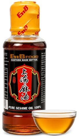 Aceite de Sésamo puro y Natural, Producido en China, ideal para Wok, Ramen, Sushi, noodles, arroces, Verduras y Ensaladas, 100% tostado sésamo, Recipiente de cristal, Contiene 1 botella de 150 ml