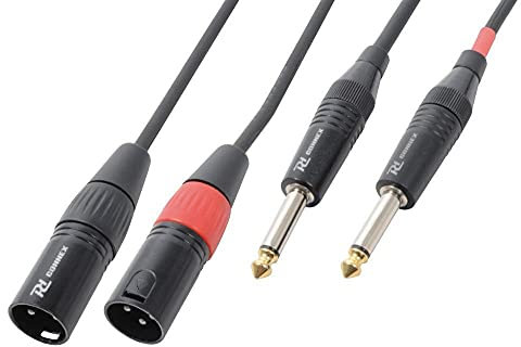 Power Dynamics PD Connex Câble Audio Cordon 2x XLR Mâle - 2x Jack 6,35 Mâle Stéréo - 6m - Idéal pour Relier vos Enceintes de Sonorisation