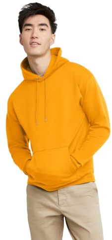 Hanes Men's Pullover EcoSmart Hooded Sweatshirt, gold, Large