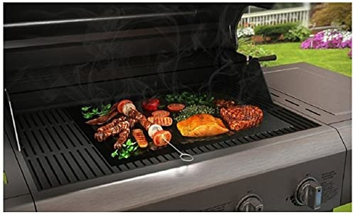 Vinsani 10pc BBQ Grill Mats, Non-Stick Reusable Oven Liner Sheets, 40x33 cm | Heavy Duty Teflon Barbecue Cooking & Baking Mat for Gas, Charcoal & Electric Grills, FDA-Approved