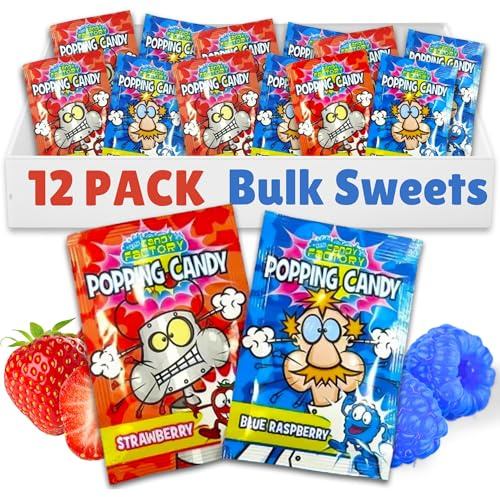 Candy Factory Popping Candy Pack of 12, Bulk Sweets for Party Bags, Sweet Packets, American Sweets, Sweets for Kids, Birthday Sweets, Party Sweets
