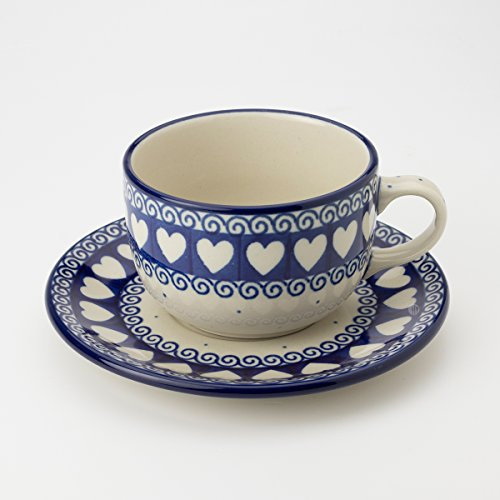Polish Pottery 195ml Teacup and Saucer - Light Hearted