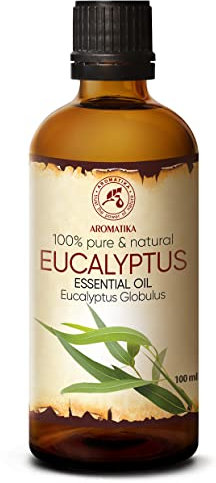 Olio Essenziale di Eucalipto 100ml - Eucalyptus Globulus - Naturale e Puro al 100% - Allevia la Tensione - Buon Umore - Rilassante - Può Essere Usato in Diffusori ad Ultrasuoni - Bagno - Sauna - SPA