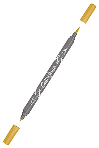 ONLINE Calli.Brush Pen mit Double-Tip, Pinsel- und Kalligraphie-Spitze, Handlettering Brush-Pens in verschiedenen Farben, bunte Bullet-Journal Stifte für Kalligrafie, Aquarell, Farbe: Curry