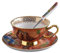 Eplze YBK Tech Euro Style Cup& Saucer Set, Bone China Teacup Coffee Cup for Breakfast Home Kitchen- Birds and Trees Patterns (Orange)