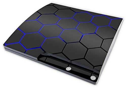 Skins4u Aufkleber Design Schutzfolie Vinyl Skin kompatibel mit Sony PS3 Playstation 3 Slim Konsole Exo Blau