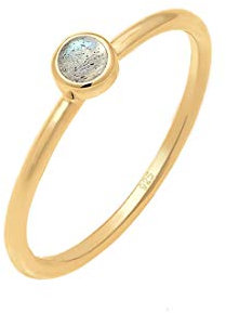 Elli Ring Damen Stapel Labradorit Edelstein 925 Sterling Silber vergoldet