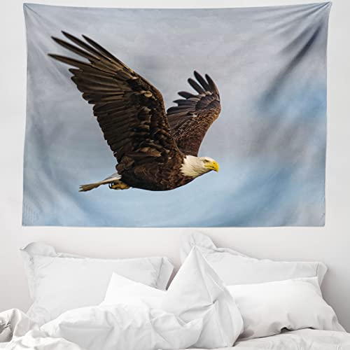 ABAKUHAUS Adler Wandteppich, Hunter Vogel im Open Sky aus Weiches Mikrofaser Stoff Waschbar ohne Verblassen Digitaldruck, 150 x 110 cm, Hellblau
