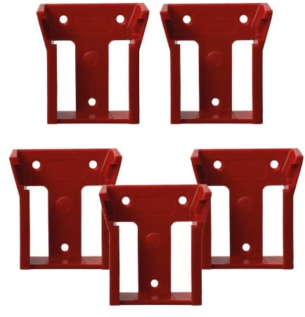 StealthMounts Battery Mounts for Milwaukee M18 | Cordless Battery Holders for Milwaukee 18v Power Tools | 5 Pack | Red Battery Organizers for Milwaukee