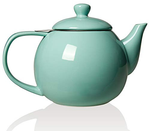 Sweejar Porcelain Teapot with Removable Stainless Steel Infuser,Microwave & Dishwasher Safe Tea Pots for Loose Tea,Tea Infuser Pots for Chrismas Women Gift (30oz Turquoise)