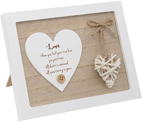 Free Standing Plaque with a Woven Heart Sentiment Gift - Love