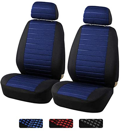 TOYOUN Universelle Sitzbezüge Auto Vordersitze Autositzbezüge Schonbezüge Vorne Vordersitzbezüge Seitenairbag geeignet, 2er Jacquard-Fabirk Autoschonbezüge, Blau