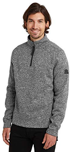 TOG24 Pearson Knitlook Mens Fleece with ¼ Zip Neck Dark Grey Marl