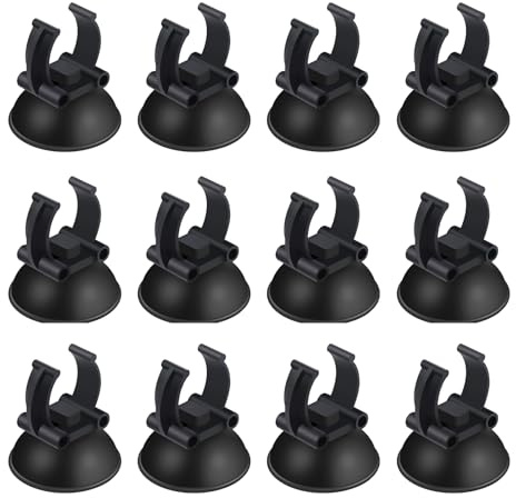 AQUANEAT Aquarium-Saugnäpfe mit Clip, schwarz, für 2,5 cm Standard-Aquariumheizung, Schlauchschlauch, Pflanzen-Aquarium, 12 Stück