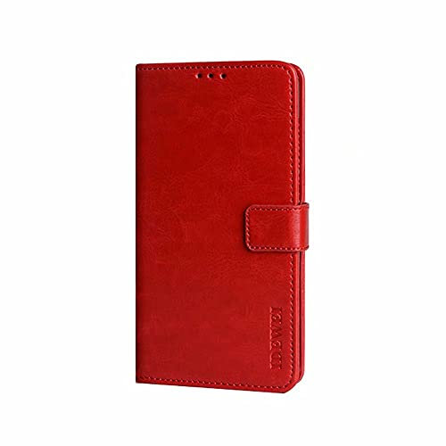 COQUE Étui pour téléphone Portable Wiko Power U30,étui à Rabat en TPU + Cuir,avec Support,Portefeuille avec Fente pour Carte,Protection Antichoc pour Wiko Power U30-Rouge