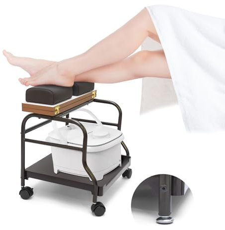 Beauty-Salon, Nagel- oder Fußbad, Spa, tragbarer Kosmetiker-Wagen für Fußstütze, Pediküre, Maniküre, Massageliege, Salon-Zubehör, 2-Wege-Nutzung, 2 Farboptionen, Elitzia (dunkelbraun)