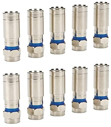 Hsthe Sea 10 Stück SAT F-Quick Mount Connector HD Sat Kabel Kompressionsstecker F Kompressionsstecker 7-7,5 mm Koaxialkabel Antennenkabel Kompressionszange TV Antennenkabel Koax, Ganzmetall