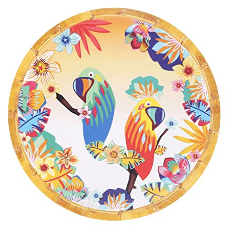 Les Jardins de la Comtesse - Plato de postre plano pequeño de melamina - Loros de Bahía - Ø 23 cm - Multicolor - Vajilla - Vajilla Quasi-Incassable MelARTmine