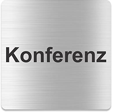 Blacked LaserTEC Leitsysteme - Acryl Schild - Eckig 12 x 12 cm - Selbstklebend - Silber gebürstet - Metall-Optik - UV beständig - Für Innen und Außen (Konferenz)