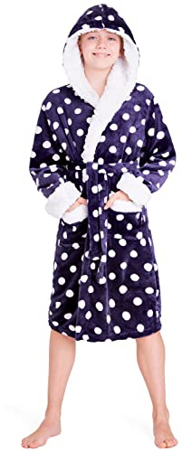 CityComfort Girls Dressing Gown, Hooded Fluffy Dressing Gown for Kids(Purple, 7-8 Years)