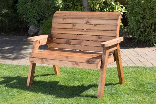 Charles Taylor Traditional 2 Seater Bench Optional Cushions | Assembled upon delivery | Expertly crafted Wooden Furniture made in the UK | Fully Treated Burgundy Cushion
