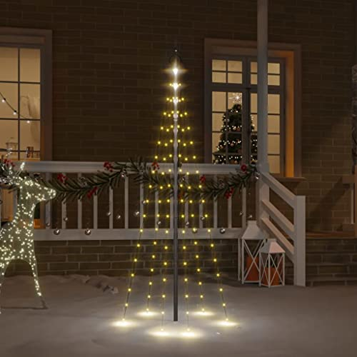 vidaXL Modern LED Christmas Tree for Flagpole, 180 cm Height, Warm White Lighting with Multiple Effects, Compact and Easy to Install