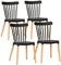 HOMCOM Juego de 4 Sillas de Comedor Estilo Nórdico Sillas de Cocina con Respaldo Alto Asiento de Polipropileno y Patas de Madera de Haya Carga 120 kg 48x52,5x83 cm Negro